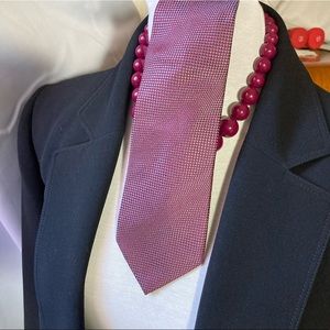 Giorgio Armani awesome woven silk pattern, deep maroon red and silver grey.